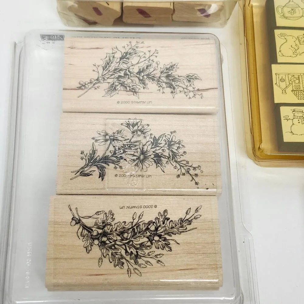 Stampin Up Wood Mounted Rubber Stamps Lot 6 Sets Vintage Celestial Floral Craft